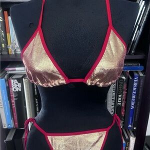 D'Amore By Marceau Gold and Red Bikini Set